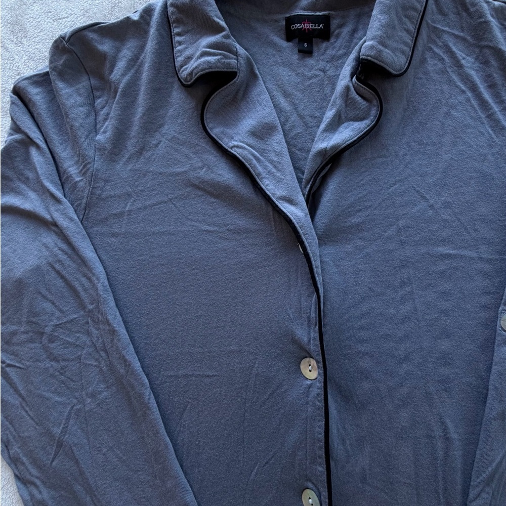 Cosabella Gray/Blue Button Down Lounge Small PajamaTop Sleepwear CozyVibes - Picture 3 of 6